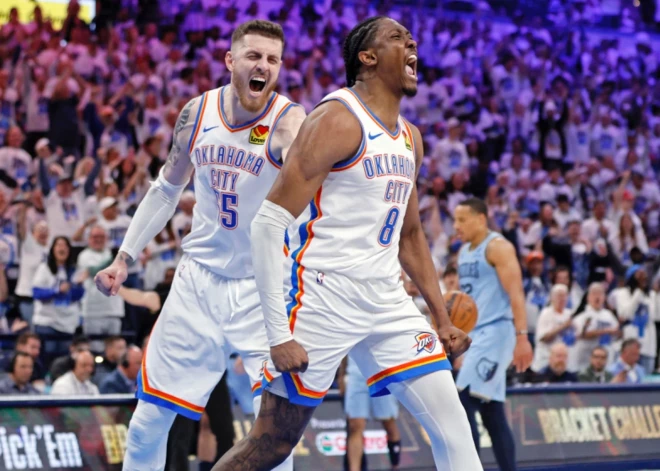 "Thunder" basketbolisti izslēgšanas turnīru sāk ar piekto graujošāko uzvaru "play-off" mačos