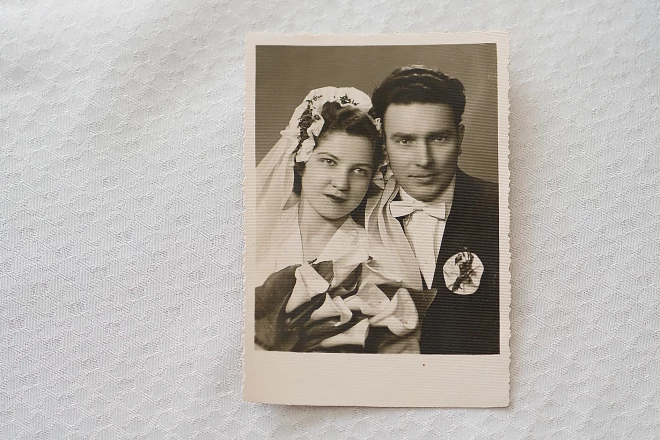 Evalds un Anna Skreijas kāzu dienā pirms 66. gadiem.