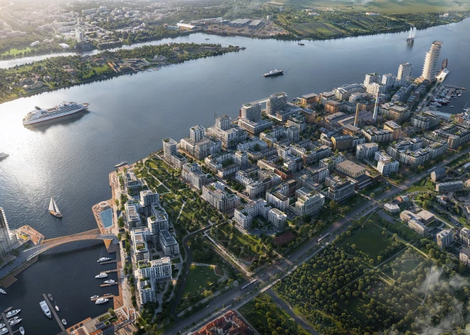 FOTO: Riga Waterfront pilsētvide: iedvesmojoties no Centrālparka zaļuma un arhitektūras daudzveidības