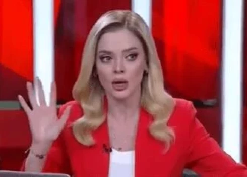  ведущая CNN Türk Мелтем Бозбейоглу продолжает эфир несмотря на землетрясение.