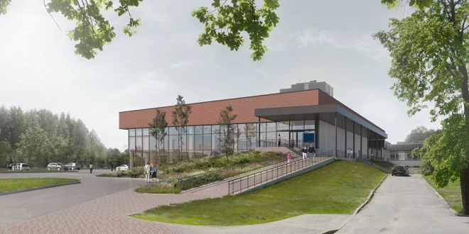 Визуализация создает впечатление светлого, просторного и привлекательного объекта, который сможет стать не только торговой точкой, но и новым ориентиром для всего района.