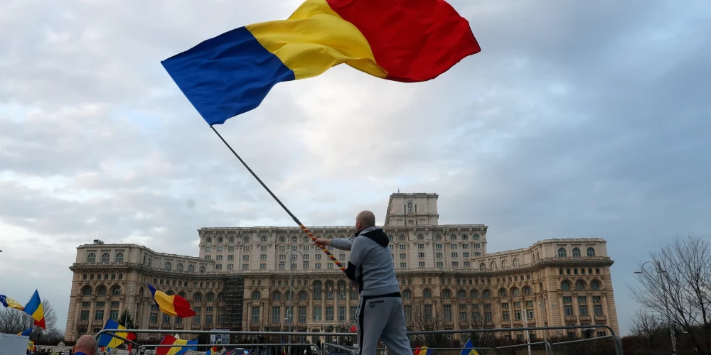 Protesta pasākums Rumānijas konstitucionālās tiesas priekšā šī gada martā.