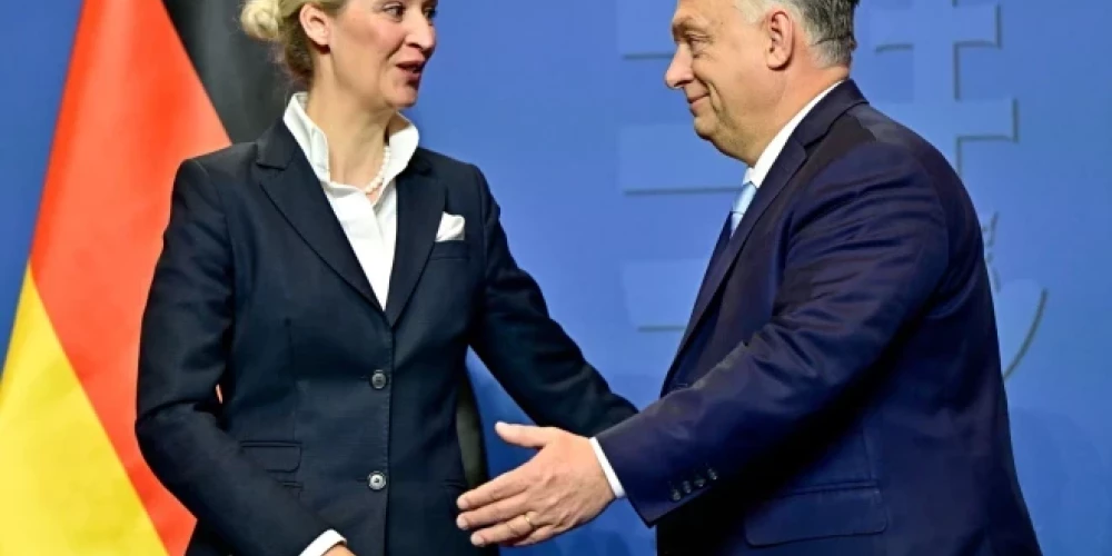 "Alternatīva Vācijai" līdere Alise Veidele un Ungārijas premjerministrs Viktors Orbāns.