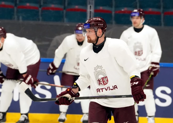 Latvijas hokeja izlases treniņš ''Hovet'' arēnā pirms 2025. gada pasaules hokeja čempionāta Stokholmā.