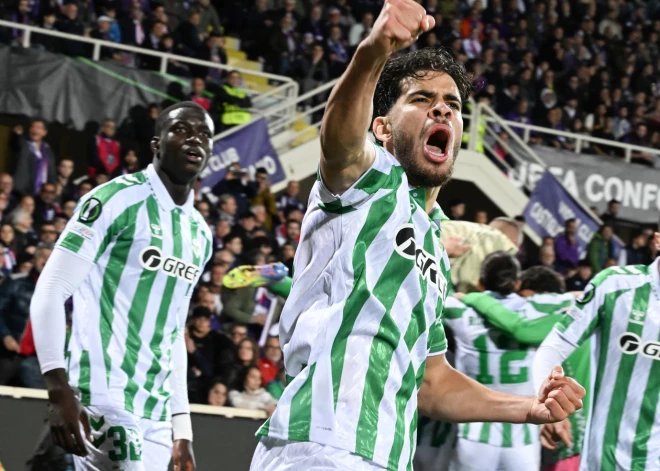 "Real Betis" dramatiski izrauj neizšķirtu Itālijā un spēlēs pret "Chelsea" UEFA Konferences līgas finālā