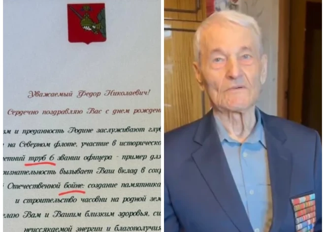 Krievijas gubernators apsveic "Lielā Tēvijas slaktiņa" veterānu, pēc skandāla meklē vainīgos