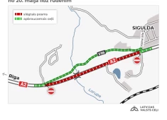 Pēc nedēļas slēgs satiksmi uz Vidzeme šosejas pie Lorupes gravas; būs apbraucamais ceļš