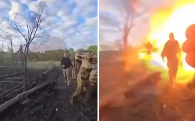 Krievu karavīri uz Zvannoje tilta vāca munīciju, līdz viņus pārsteidza Ukrainas armijas artilērija.