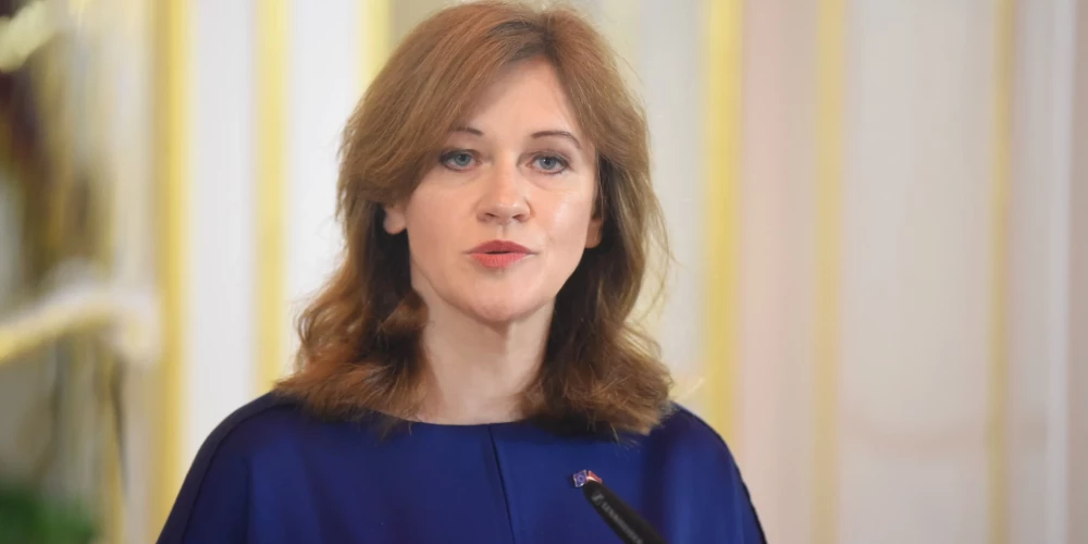 Saeimas priekšsēdētājas biedre Zanda Kalniņa-Lukaševica piedalās preses konferencē pēc tikšanās ar Eiropas Padomes Parlamentārās asamblejas prezidentu Saeimas namā.