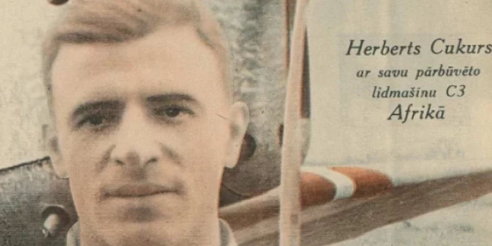 Герберт Цукурс в образе национального героя на обложке журнала "Atpūta" в феврале 1934 года.