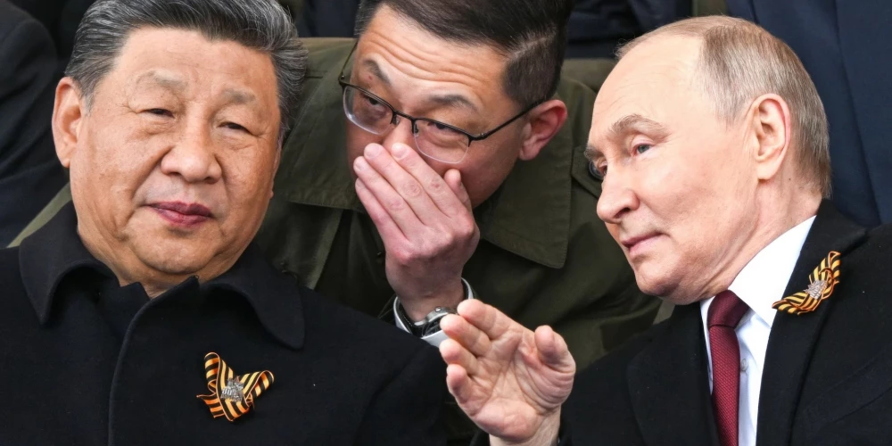 Ķīnas prezidents Sji Dzjiņpins, tiekoties ar Krievijas diktatoru Vladimiru Putinu.
