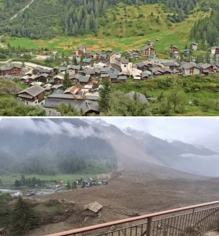 Blatenas ciems pirms un pēc nelaimes.