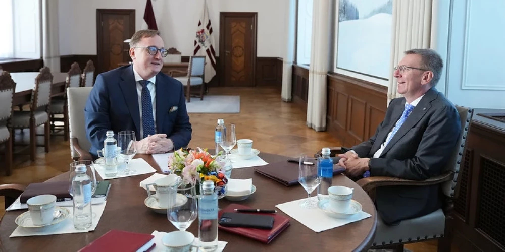 Встреча с президентом Банка Латвии Мартиньшем Казаксом и президентом Латвии Эдгаром Ринкевичем