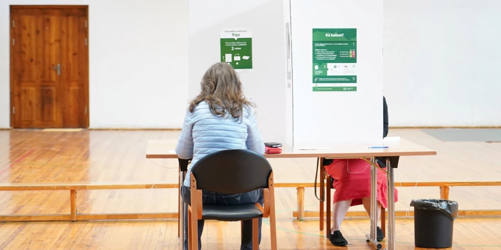 Pašvaldību vēlēšanu iepriekšējā balsošana 140. vēlēšanu iecirknī Rīgas Valsts tehnikumā.