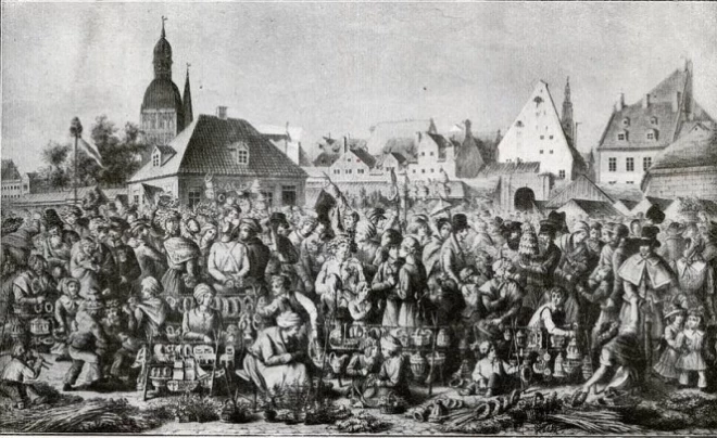 Teodors Heinrihs Rikmanis.“Zāļu vakars Vecrīgā” (1842. gads).