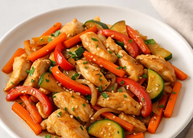 Быстрый ужин за 20 минут: куриная сковородка с овощами и соевым соусом