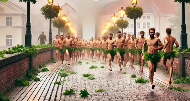 islielāko ievērību izpelnās jāņabērnu pliko skrējiens pāri Kuldīgas vecajam ķieģeļu tiltam.