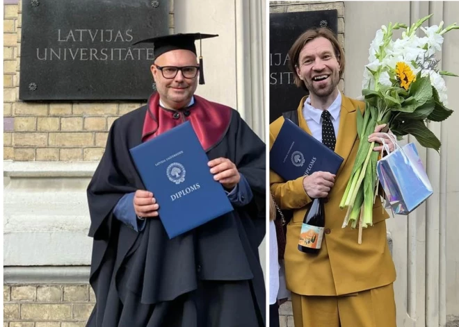 Par maģistriem kļuvuši LDDK vadītājs Kaspars Gorkšs un NEPLP priekšsēdis Ivars Āboliņš