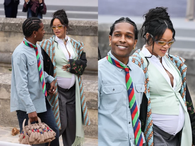 Рианна и A$AP Rocky прибывают на Парижскую неделю моды.