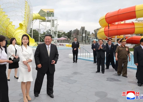 This picture taken on June 24, 2025 and released by North Korea's official Korean Central News Agency (KCNA) on June 26, 2025 shows North Korean leader Kim Jong Un (centre L), his daughter Kim Ju Ae (3rd L), and his wife Ri Sol Ju (L) visiting the Wonsan Kalma coastal tourist area in Kangwon Province, North Korea. North Korea opened a massive resort area on its east coast, state media said on July 2, with the tourism pet project of leader Kim Jong Un reportedly set to welcome Russian guests later this month.
Dubbed "North Korea's Waikiki" by South Korean media, the Wonsan Kalma Coastal Tourist Area can accommodate nearly 20,000 people, according to Pyongyang, which previously described it as "a world-class cultural resort". (Photo by KCNA VIA KNS / AFP) / South Korea OUT / ---EDITORS NOTE--- RESTRICTED TO EDITORIAL USE - MANDATORY CREDIT "AFP PHOTO/KCNA VIA KNS" - NO MARKETING NO ADVERTISING CAMPAIGNS - DISTRIBUTED AS A SERVICE TO CLIENTS
THIS PICTURE WAS MADE AVAILABLE BY A THIRD PARTY. AFP CAN NOT INDEPENDENTLY VERIFY THE AUTHENTICITY, LOCATION, DATE AND CONTENT OF THIS IMAGE. /