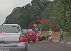 ВИДЕО: мужчину с ребенком сбили на пешеходном переходе на улице Калнциема - водитель даже не попытался затормозить