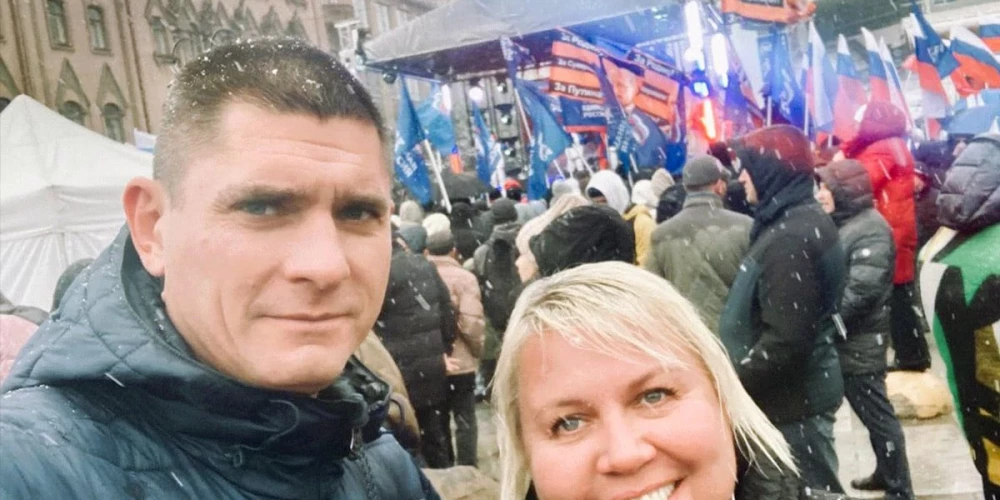 Majors Deniss Šeinovs "Krievijas patriotu" saietā (ekrānuzņēmums no "X")