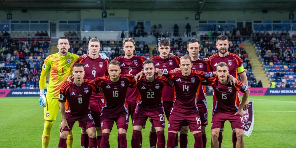 Latvijas futbola izlase pirms Pasaules kausa kvalifikācijas spēles pret Albāniju.