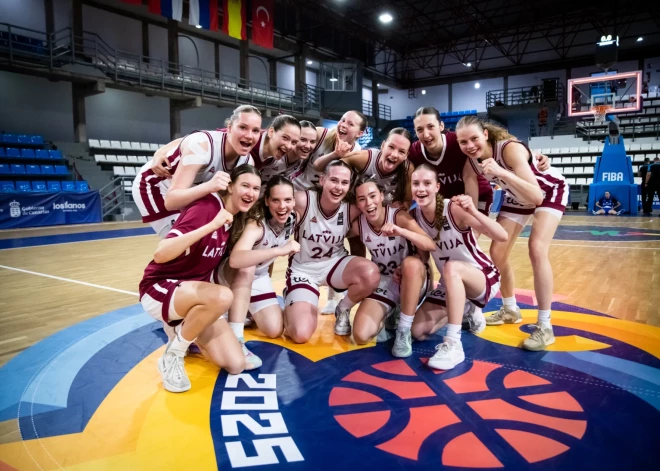 Latvijas basketbolistes U-18 Eiropas čempionātā ar uzvaru turpina cīņu par devīto vietu