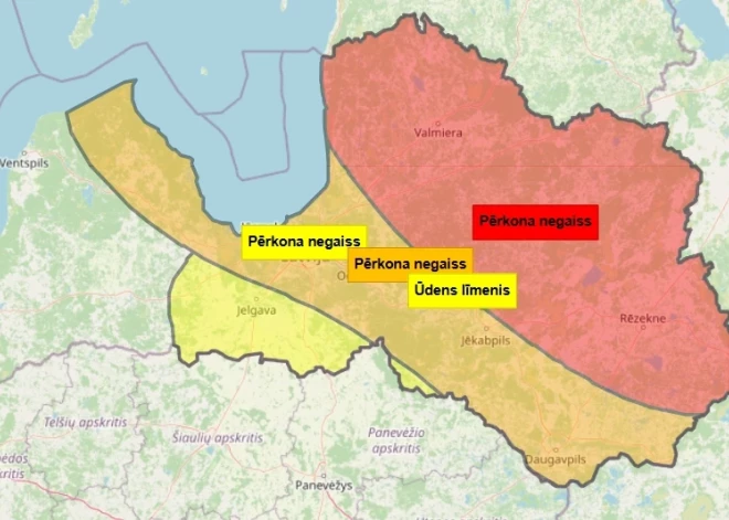 В части Латвии объявлено красное предупреждение: ожидаются экстремально сильные ливни и крупный град