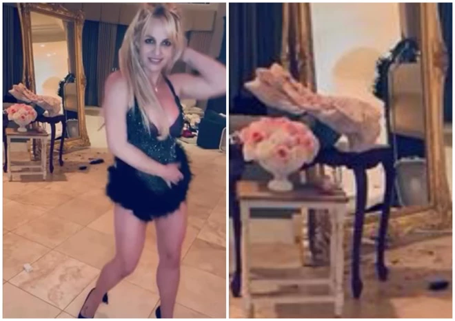 Fani iepriekšējā video ievērojuši zīdaiņu pārnēsājamo krēsliņu Britnijas dejas fonā.