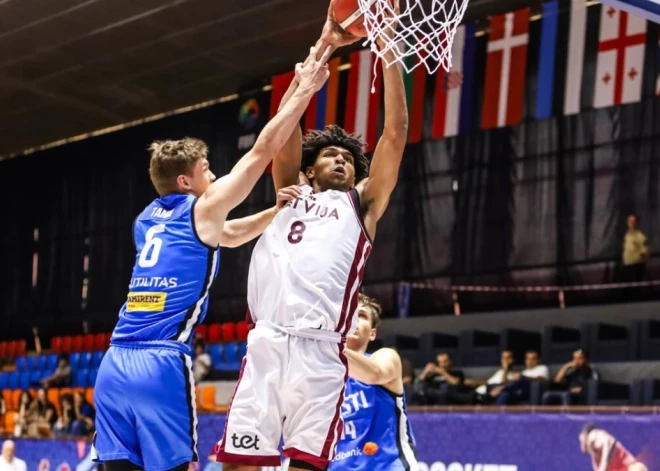 Latvijas U-20 basketbolisti Eiropas čempionāta mačā saplosa igauņus
