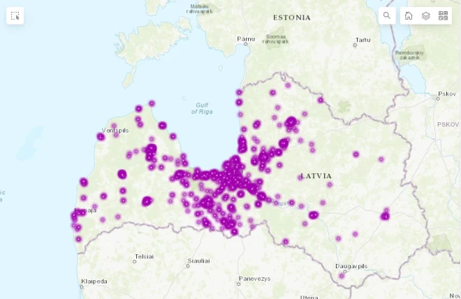 Spānijas kailgliemežu izplatības karte.