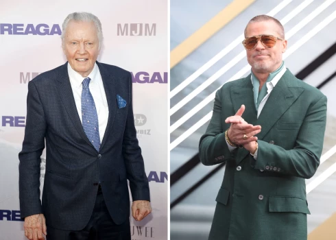 Andželinas Džolijas tēvs Džons Voits un šķirtais vīrs Breds Pits.