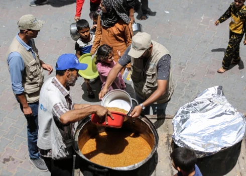 Распределение продовольствия в секторе Газа.