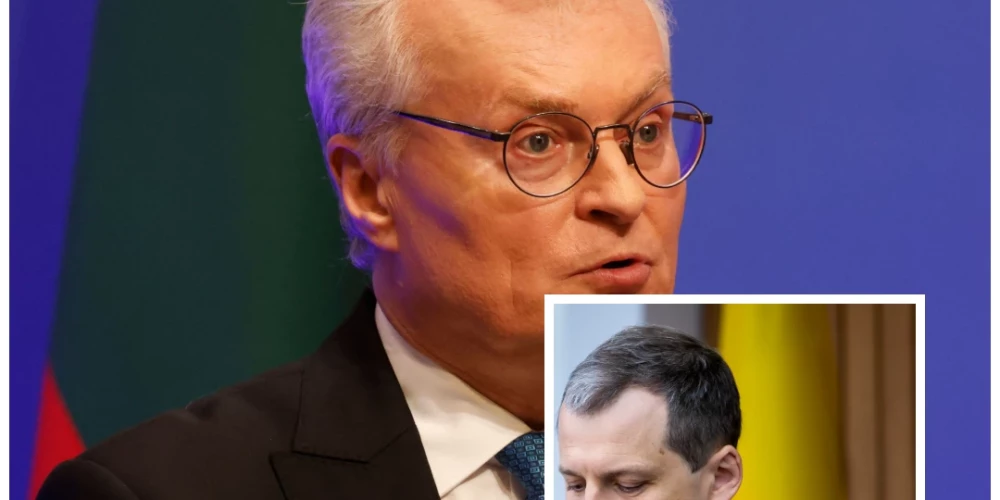 Lietuvas prezidents Gitans Nausēda un premjerministrs Gintauts Palucks (foto: Scanpix / AFP / EPA; kolāža: jauns.lv)