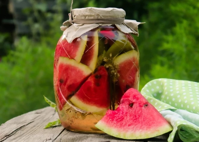 Pikanti saldskābais kārums: marinēts arbūzs ziemas krājumiem