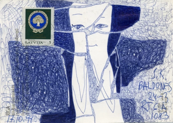 Sandras Krastiņas darbs  no cikla “Atklātnes” (1994).