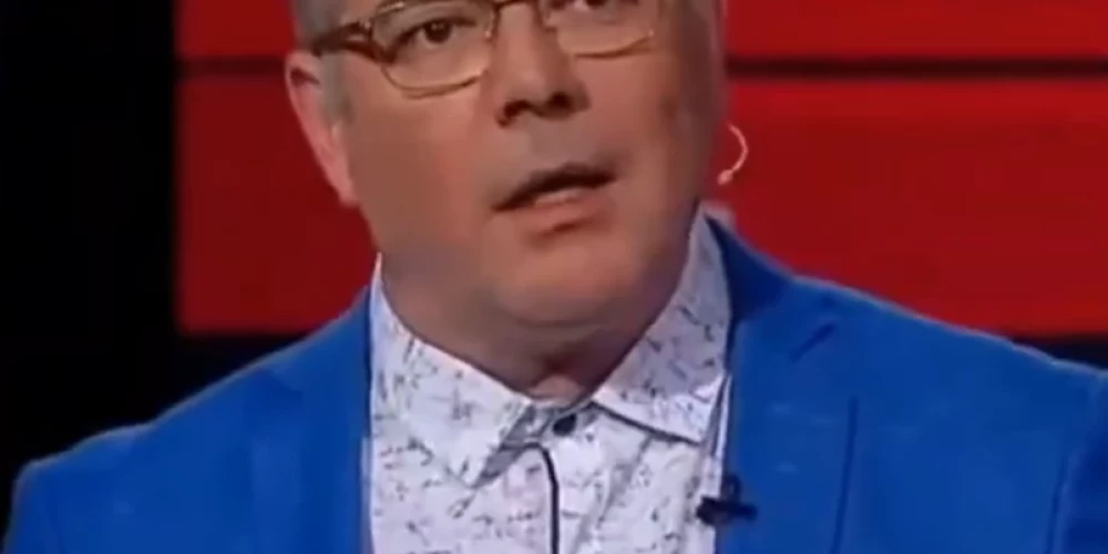 Andrejs Mamikins Krievijas galvenā propagandista Vladimira Solovjova raidījumā (ekrānuzņēmums no video)