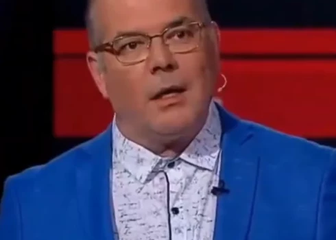 Andrejs Mamikins Krievijas galvenā propagandista Vladimira Solovjova raidījumā (ekrānuzņēmums no video)