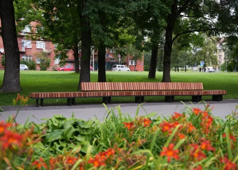 Летом этого года в парке установлены новые элементы благоустройства: скамейки и урны для мусора.