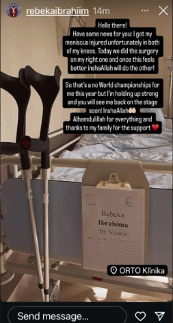 Rebekas Ibrahimas paziņojums (ekrānuzņēmums no "Instagram")