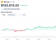 Bitcoin pieaug par ~6,5% nedēļas laikā līdz 122 000$