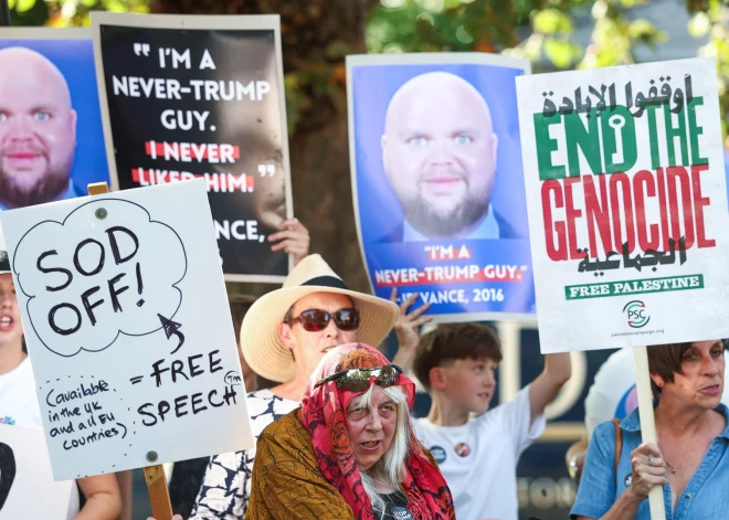 Anglijas pilsētā notikusi demonstrācija pret Vensa vizīti