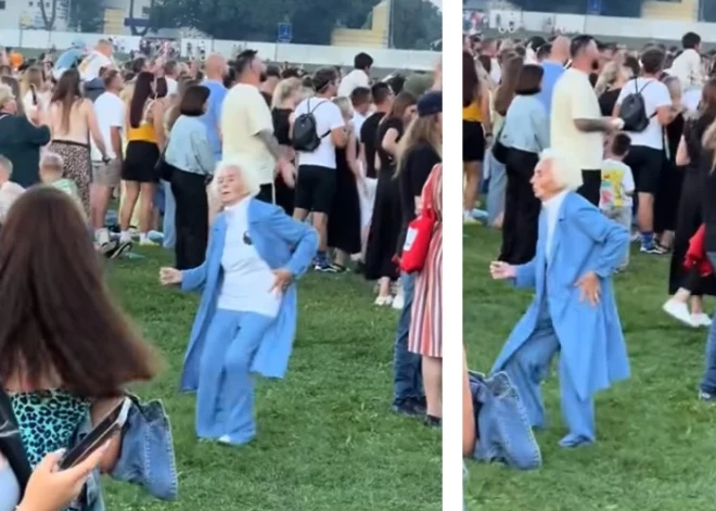 ВИДЕО: энергичный танец пенсионерки на концерте Prāta vētra доказывает - возраст не преграда для радости жизни