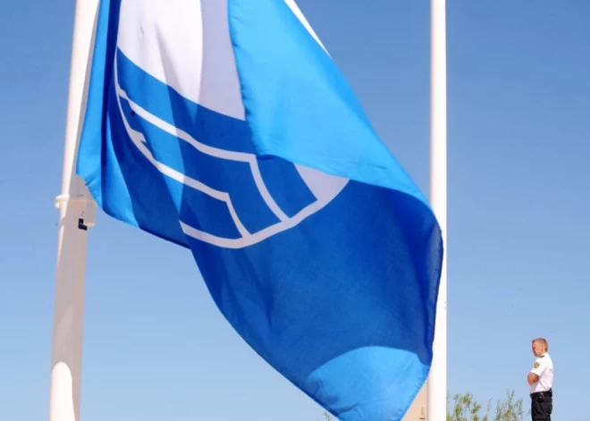 Liepājas pludmalēs aļģu dēļ nolaists Zilais karogs