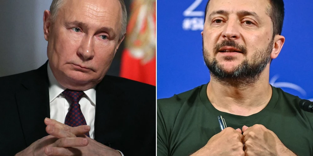 Krievijas diktators Vladimirs Putins un Ukrainas prezidents Volodimirs Zelenskis
