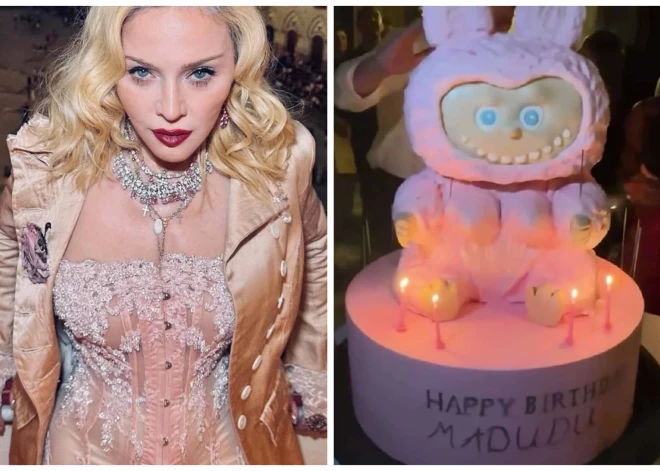 Madonna 67. dzimšanas dienu nosvin Itālijā kopā ar draugu, meitām un milzīgu Labubu kūku
