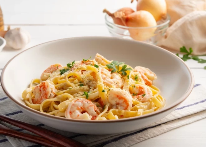 Паста с креветками, помидорами и сливками: итальянская классика на вашей кухне