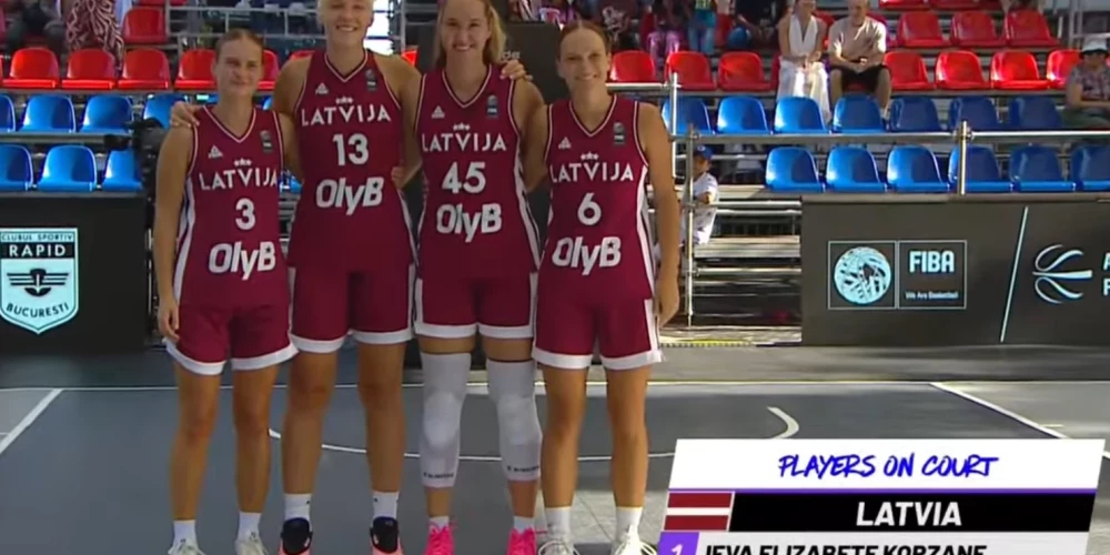 Latvijas sieviešu 3x3 basketbola izlase (Marta Miščenko, Digna Strautmane, Ketija Vihmane un Ieva Elizabete Korzāne)