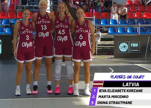 Latvijas sieviešu 3x3 basketbola izlase (Marta Miščenko, Digna Strautmane, Ketija Vihmane un Ieva Elizabete Korzāne)